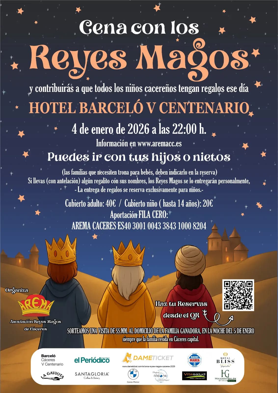 Cena con los Reyes Magos 2026